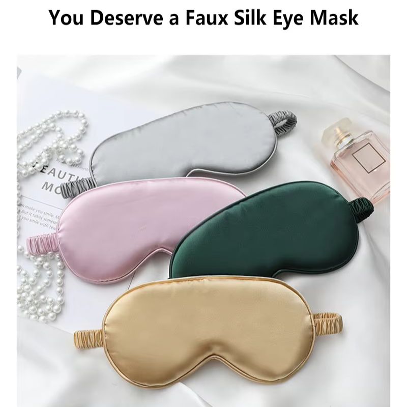 Travel Accessories Eye Mask - ผ้าปิดตาสำหรับนอนหลับแบบสองด้าน ทำจากผ้าไหม ป้องกันแสง ระบายอากาศได้ดี เหมาะสำหรับการเดินทาง ปิดตาเพื่อการนอนหลับ