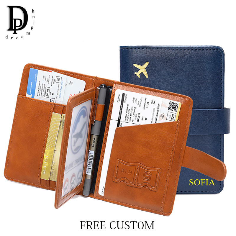 Travel Accessories Wallet - ตัวอักษรที่กําหนดเองกระเป๋าสตางค์หนังสือเดินทางท่องเที่ยวแฟชั่น PU หนังความจุขนาดใหญ่กระเป๋า Man มัลติฟังก์ชั่ธุรกิจผู้ถือหนังสือเดินทาง