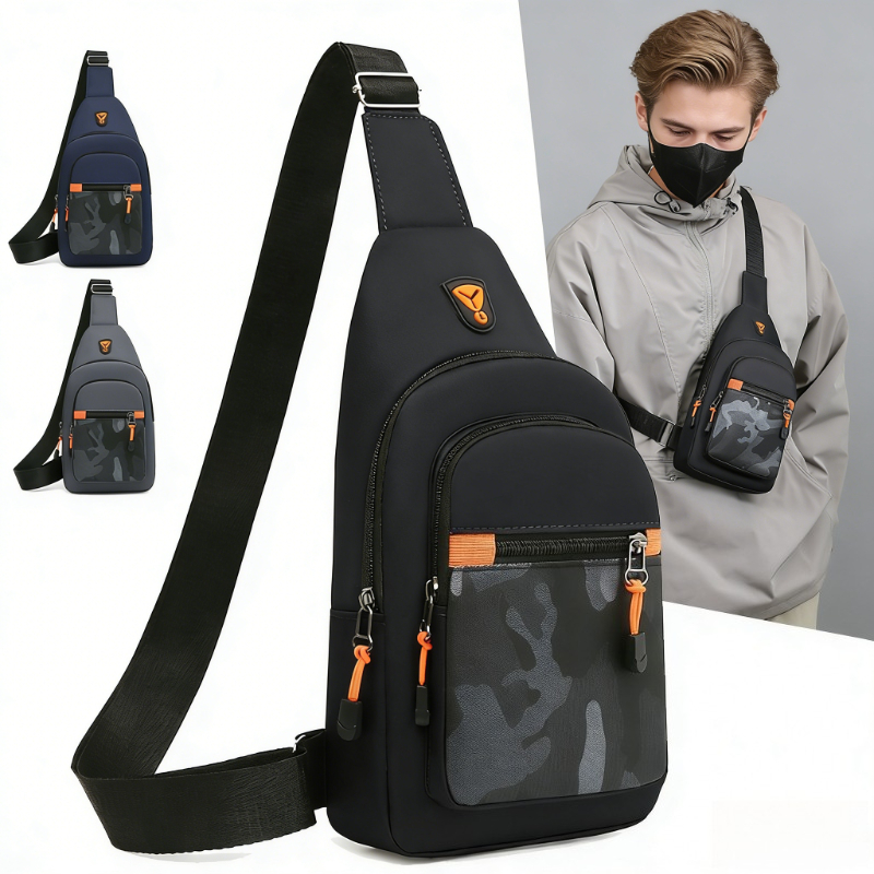 Travel Accessories Wallet - กระเป๋าคาดหน้าอกกันน้ำ ป้องกันการโจรกรรม สำหรับผู้ชาย ทำจากผ้าอ๊อกซ์ฟอร์ด ทนทาน เหมาะสำหรับเดินป่า