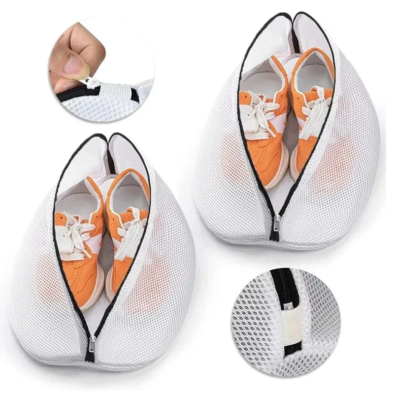 Reusable Zip Bag - ถุงตาข่ายสำหรับซักผ้า ถุงใส่รองเท้าสำหรับเครื่องซักผ้าพร้อมซิป ถุงเก็บรองเท้าสำหรับเดินทาง กล่องเก็บเสื้อผ้าป้องกัน ถุงจัดระเบียบ