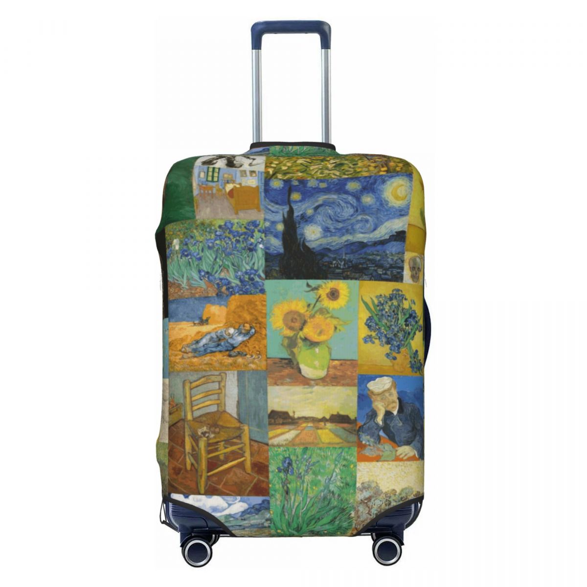 Travel Van Accessories - ปลอกหุ้มกระเป๋าเดินทางลายภาพวาดวินเซนต์ แวนโก๊ะ แบบคอลลาจ ยืดหยุ่น ป้องกันกระเป๋าเดินทาง สำหรับขนาด