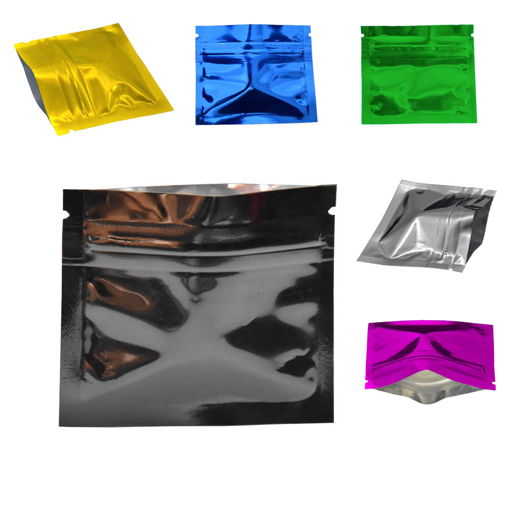Reusable Zip Bag - 100Pcs ที่มีสีสัน Glossy อลูมิเนียมฟอยล์ซิปล็อคกระเป๋า Tear Notch