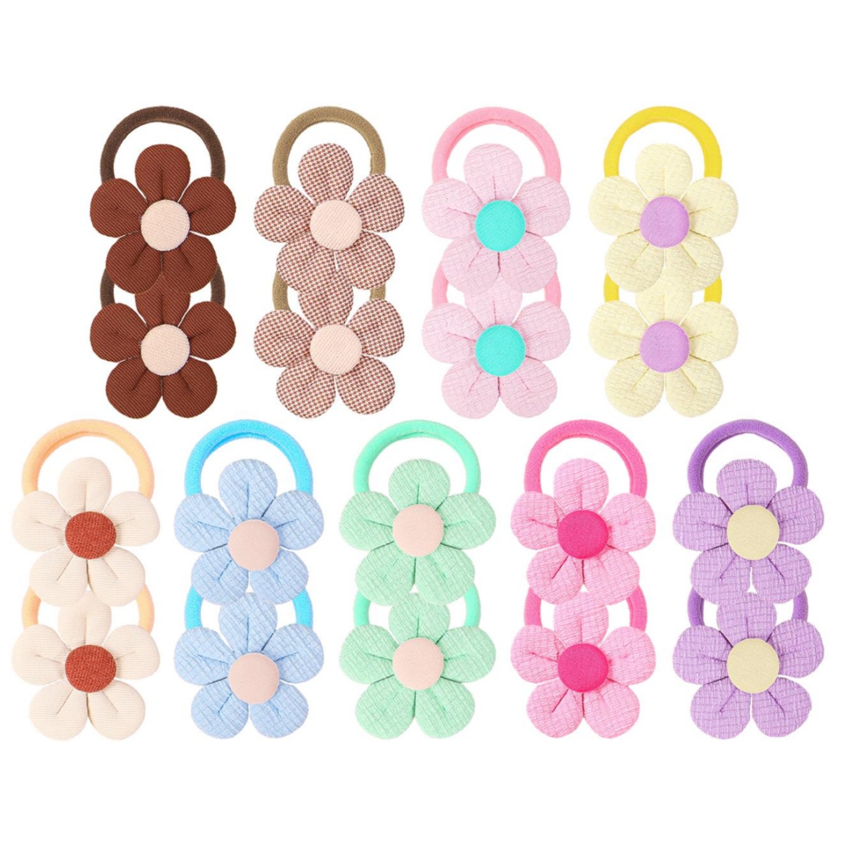 Travel Accessories Girls - ที่คาดผมลายดอกทานตะวัน 18 ชิ้น สำหรับเด็กผู้หญิง ยางรัดผมไนลอน ที่คาดผมดอกไม้