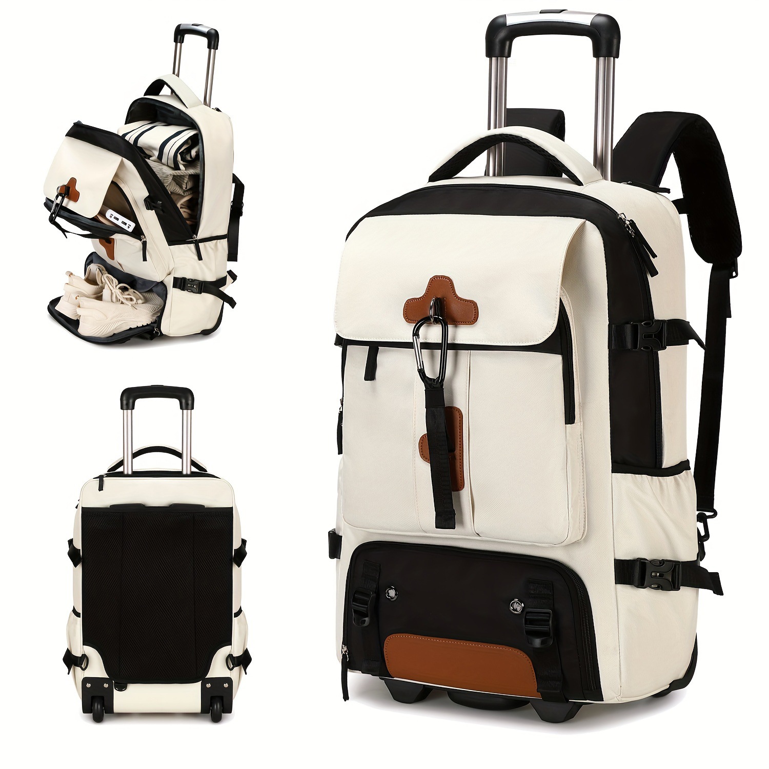 Travel Accessories Bag For Men - กระเป๋าเป้สะพายหลังแบบมีล้อ กระเป๋าเดินทางขนาดใหญ่พร้อมล้อ กระเป๋าเป้สะพายหลังสำหรับผู้ชาย กระเป๋าเดินทางแบบมีล้อสำหรับกิจกรรมกลางแจ้ง