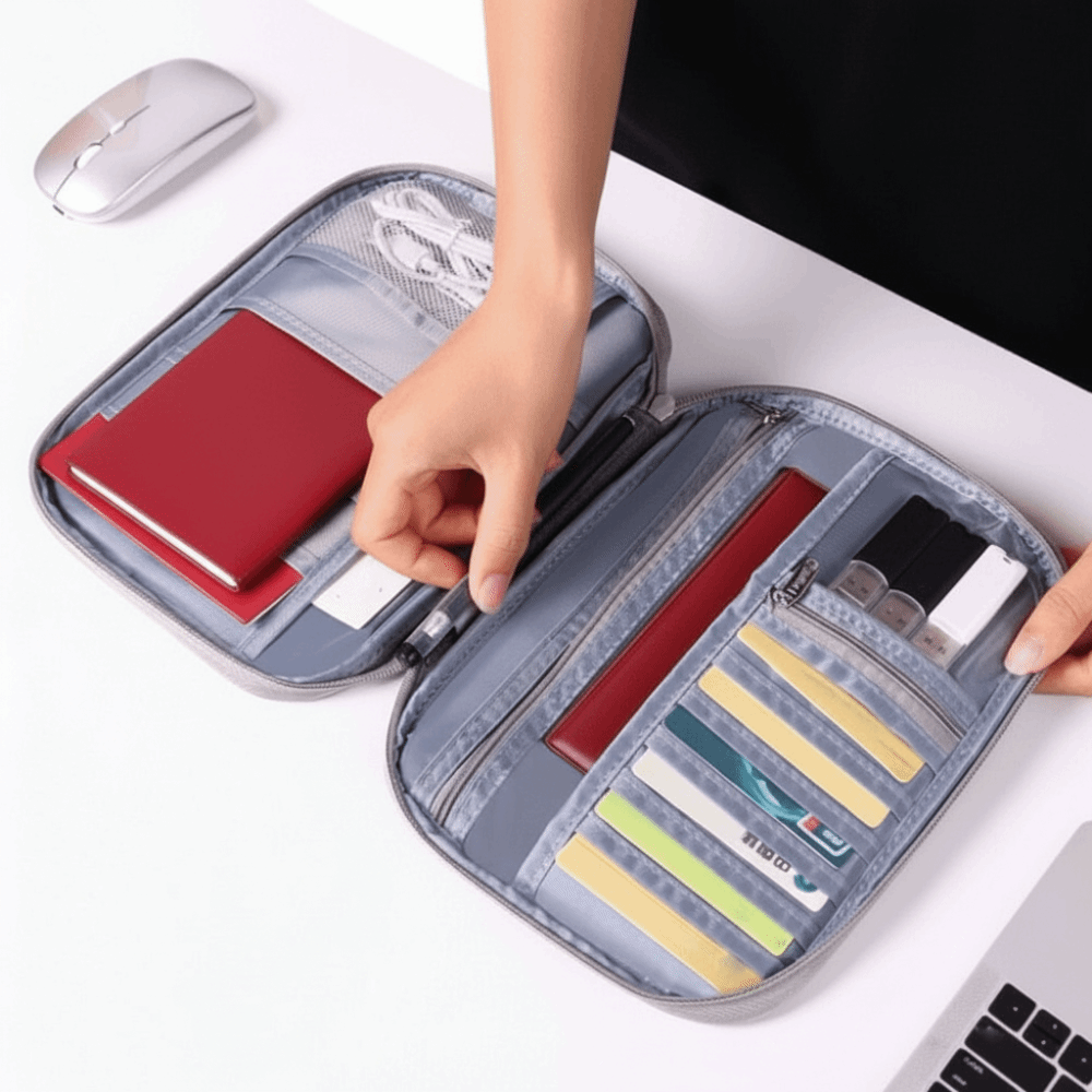 Travel Accessories Bag For Men - กระเป๋าใส่หนังสือเดินทางสีทึบสร้างสรรค์ ความจุขนาดใหญ่ กระเป๋าใส่บัตร กระเป๋าเดินทาง กระเป๋าสตางค์แบบพกพา กระเป๋าเก็บบัตรสำหรับผู้ชาย