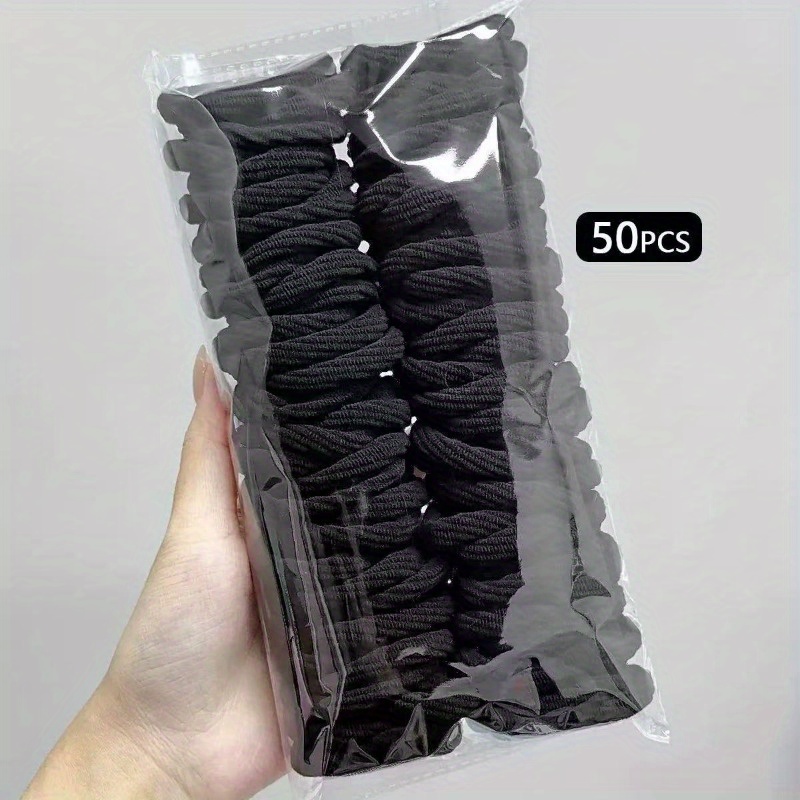 50 ชิ้น ยางรัดผมไนลอนซาตินสีดำ - Travel Accessories Girls บทวิจารณ์และราคา