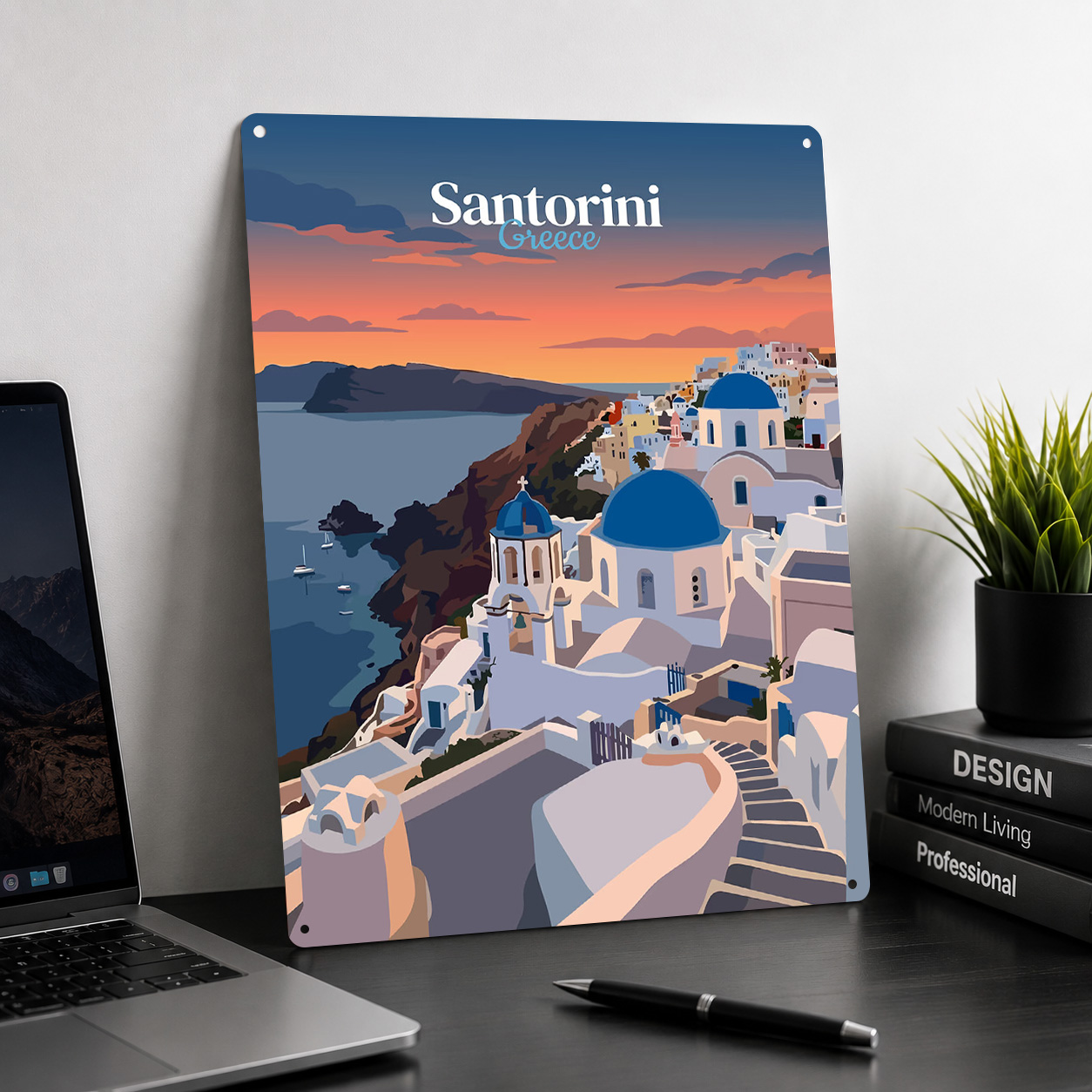 โปสเตอร์โลหะ 3D ลายซานโตรินี ก - Travel Accessories Greece บทวิจารณ์และราคา