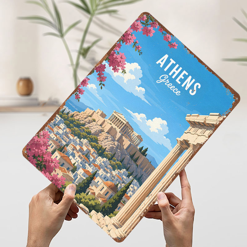 โปสเตอร์โลหะลายกรีซ ของตกแต่งโ - Travel Accessories Greece บทวิจารณ์และราคา