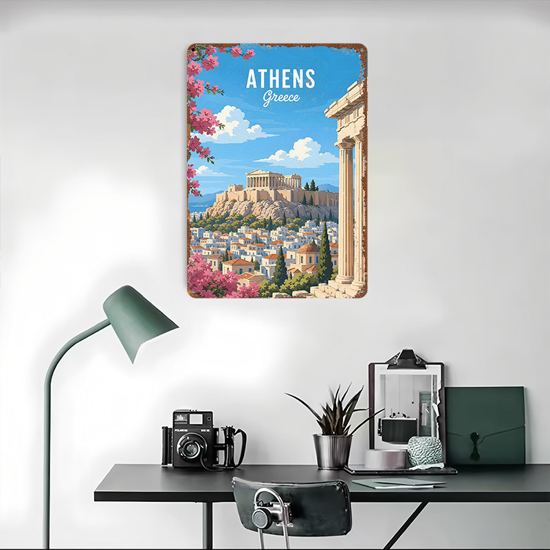 โปสเตอร์โลหะลายกรีซ ของตกแต่งโ - Travel Accessories Greece บทวิจารณ์และราคา
