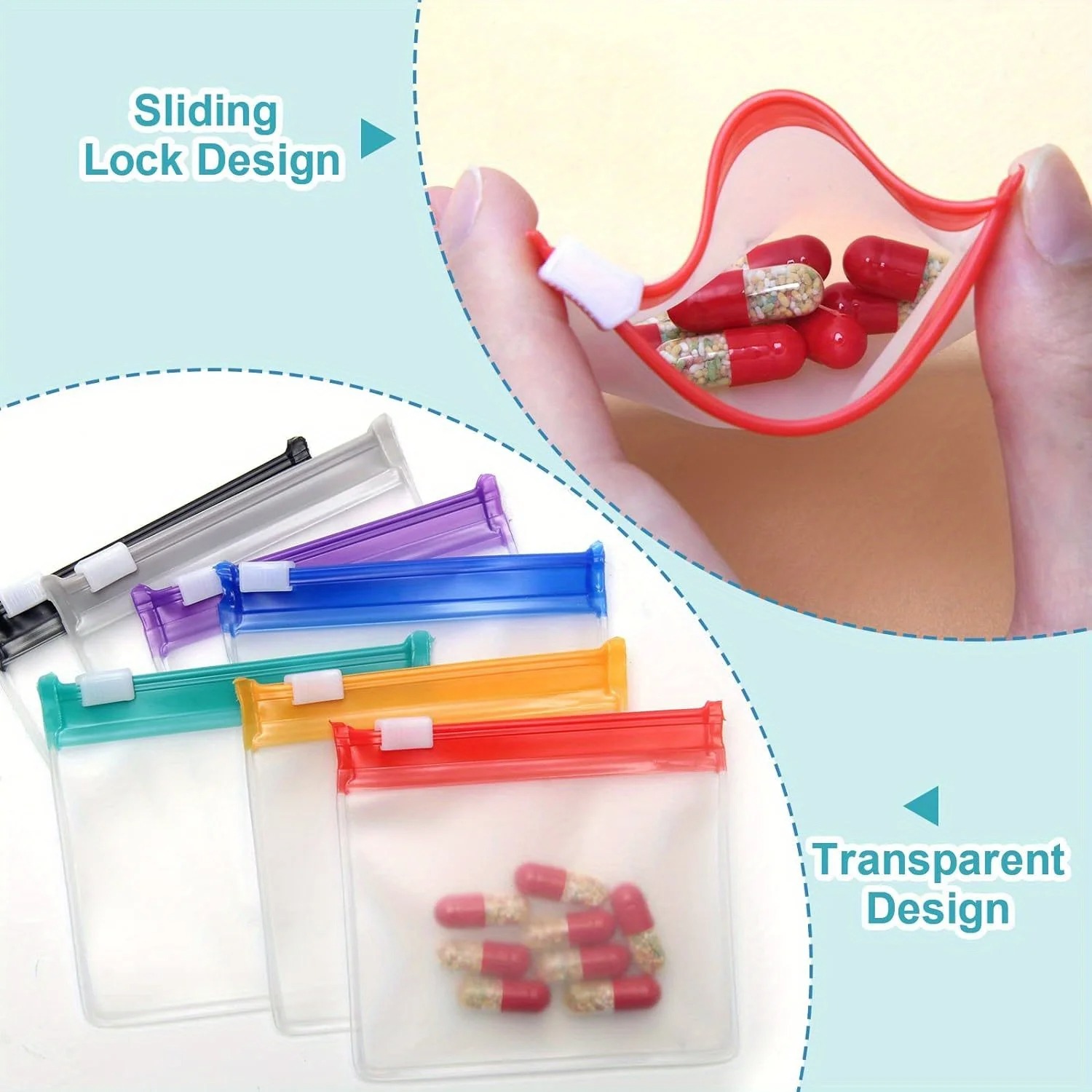 ถุงใส่ยาขนาดเล็กหลากสี ถุงซิปล - Reusable Zip Bag บทวิจารณ์และราคา