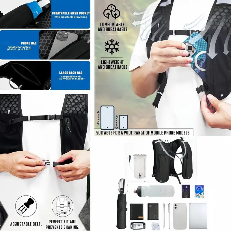 เสื้อกั๊กวิ่งแบบ unisex กันน้ำ - Hydration Pack Backpack บทวิจารณ์และราคา