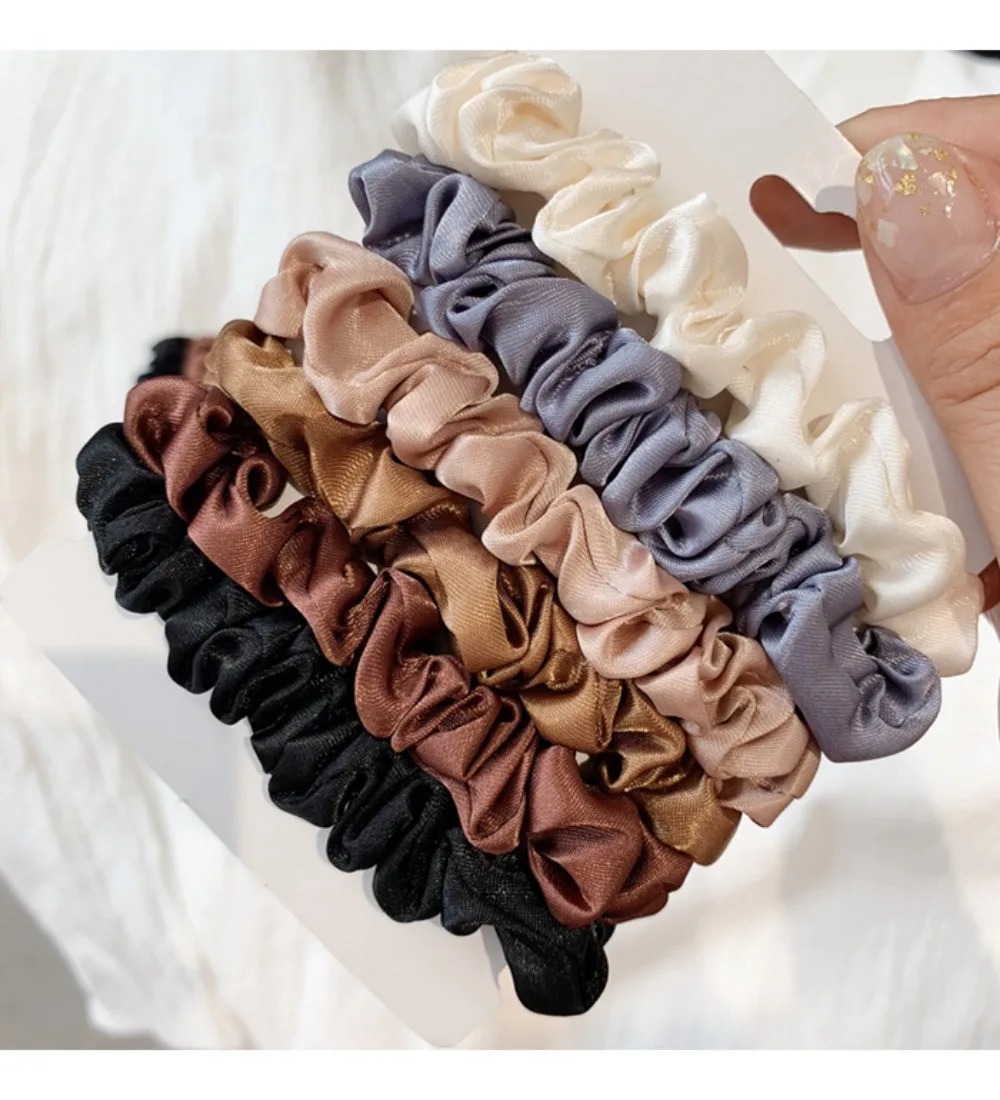 6 ชิ้น ยางรัดผมผ้าซาตินเนื้อนุ - Travel Accessories Girls บทวิจารณ์และราคา